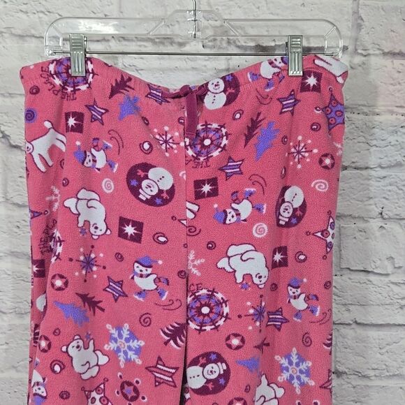 Women's Christmas Pajama 2pc Set Pink Fleece Holiday Sleep Set Sleepwear Polar - Picture 5 of 9